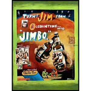 2002 Miller Lite Beer Vintage Print Ad Jim from Accounting Cartoon Wall Art